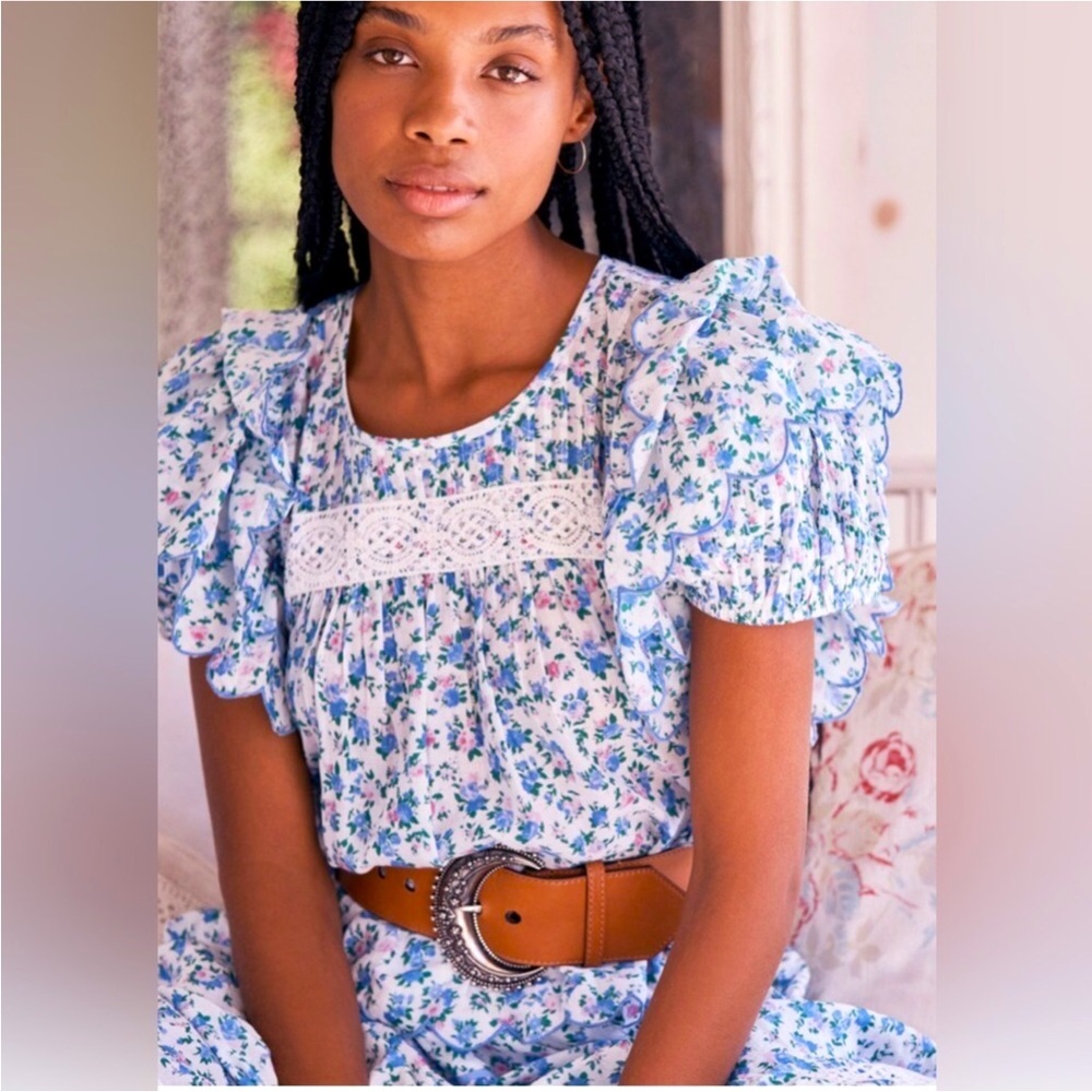 Love Shack Fancy Nelson floral lace top